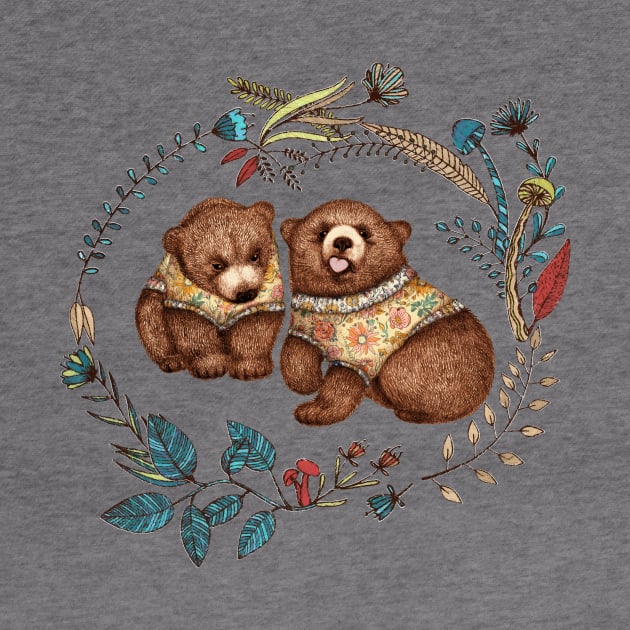 Whimsical Bear Pair with Fantasy Flora by PerrinLeFeuvre